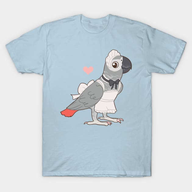 African Grey Maid Bird T-Shirt by owlapin